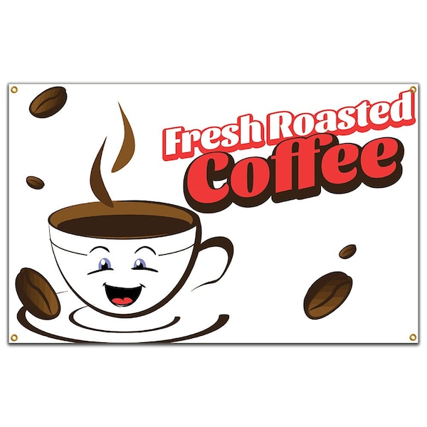 Signmission Fresh Roasted Coffee Banner Concession Stand Food Truck Single Sided B-Fresh Roasted Coffee19 - main